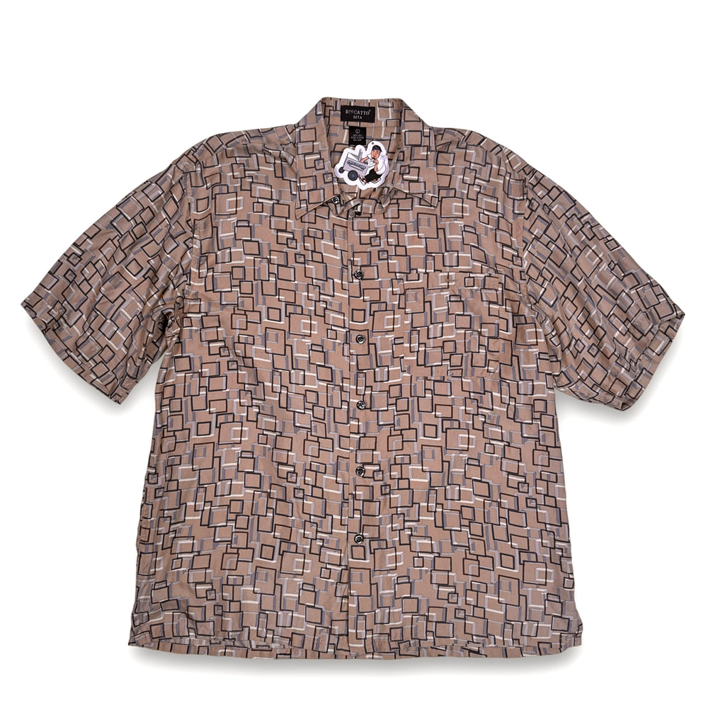 VTG Riscatto Geometric Silk Button Up L