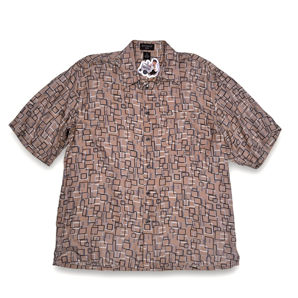 VTG Riscatto Geometric Silk Button Up L
