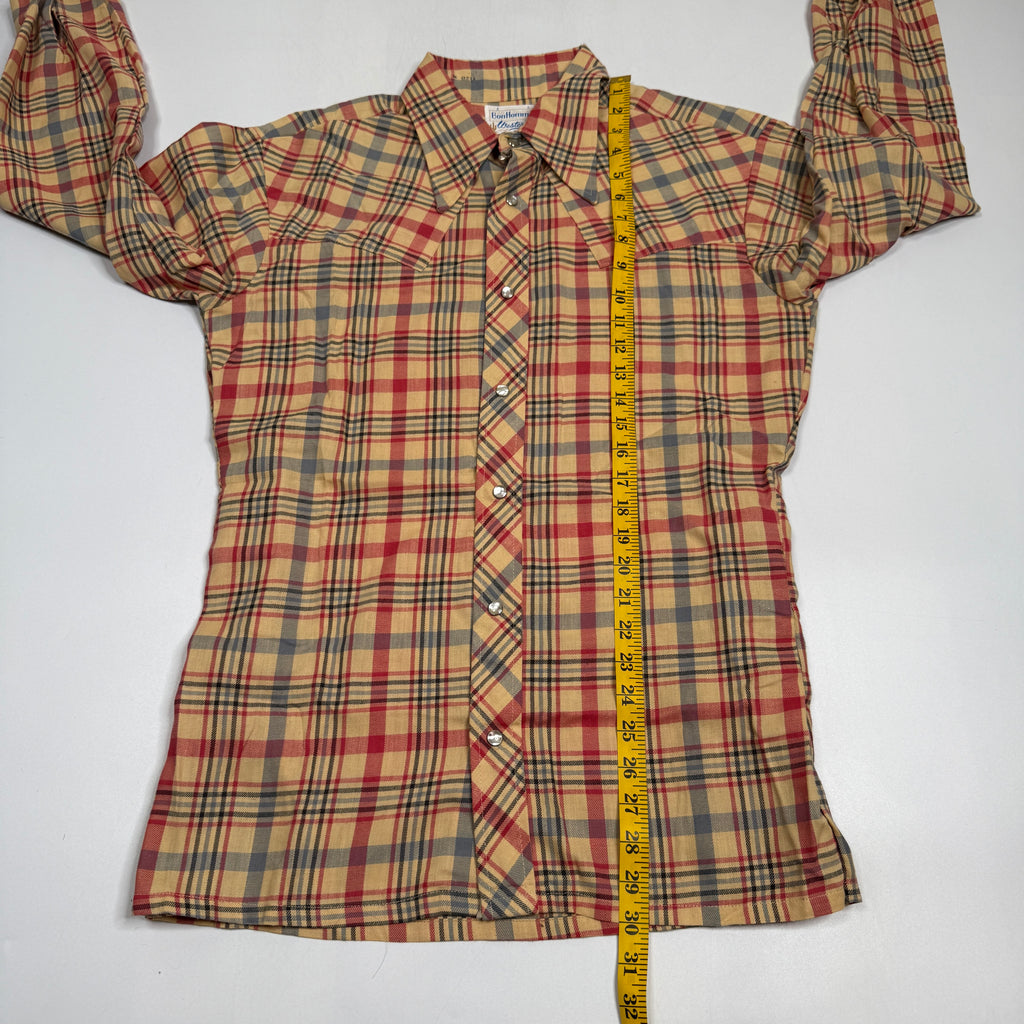VTG BonHomme Western Plaid  Peal Snap L/S Button Up M