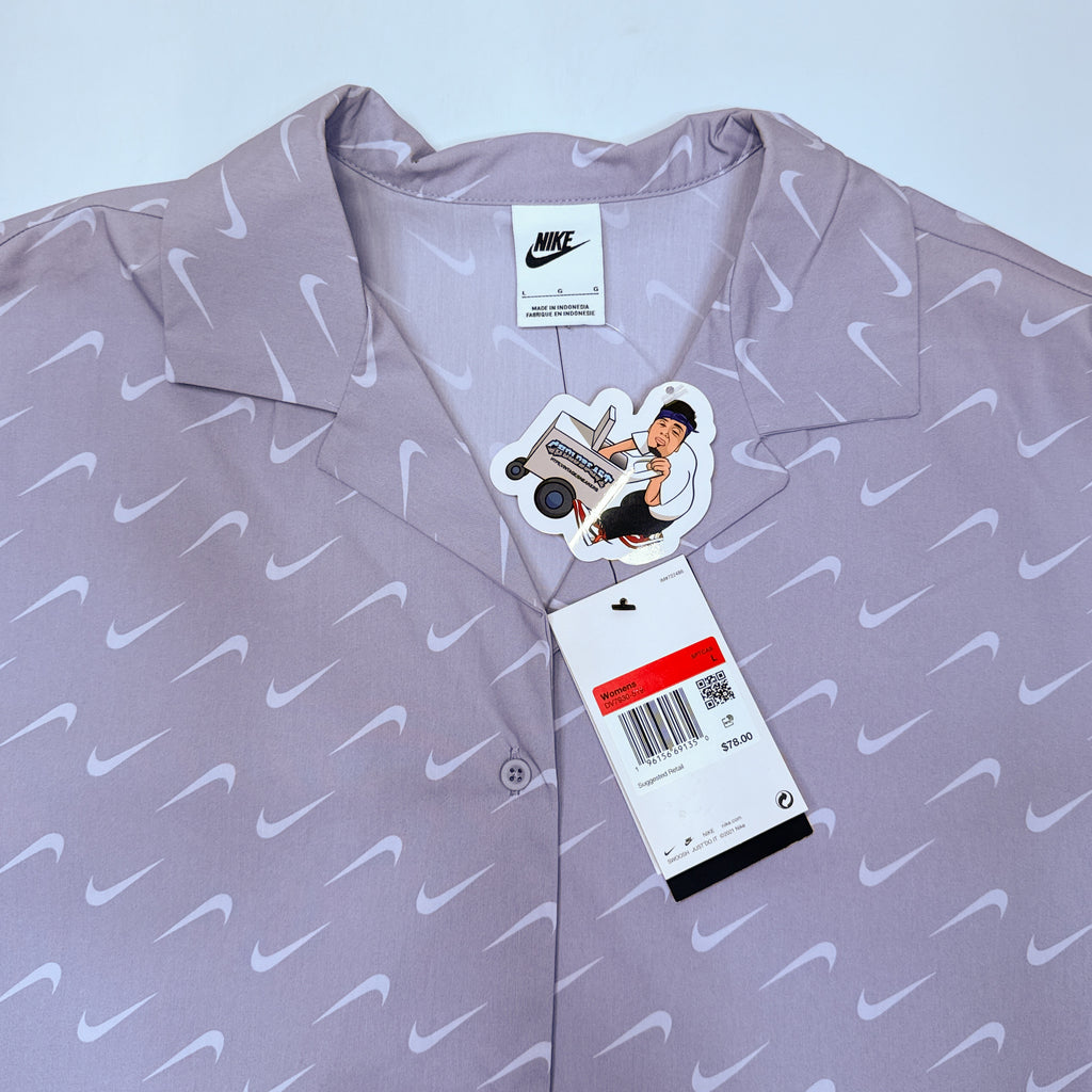 NWT Nike Check Woven Button Up L