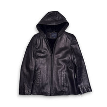 Load image into Gallery viewer, Nautica Genuine Leather Black Hooded Jacket M