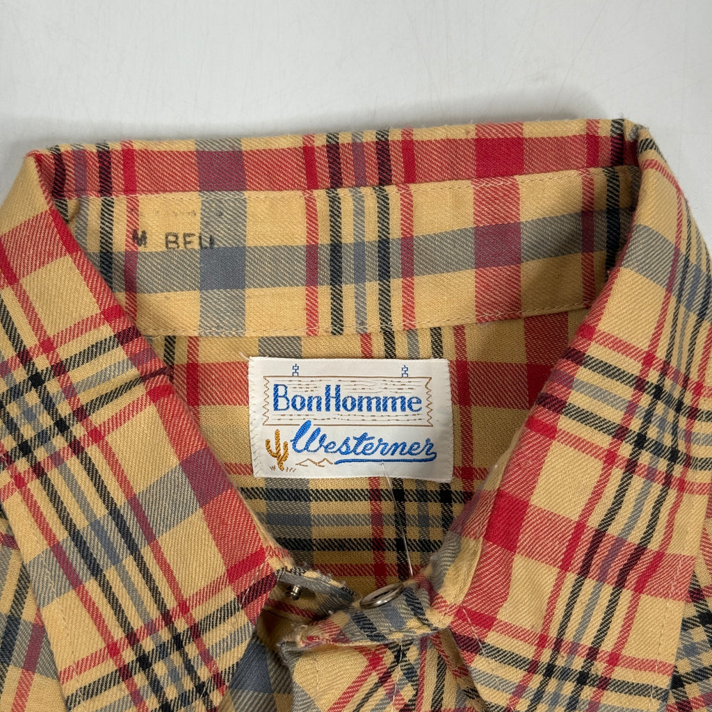 VTG BonHomme Western Plaid  Peal Snap L/S Button Up M