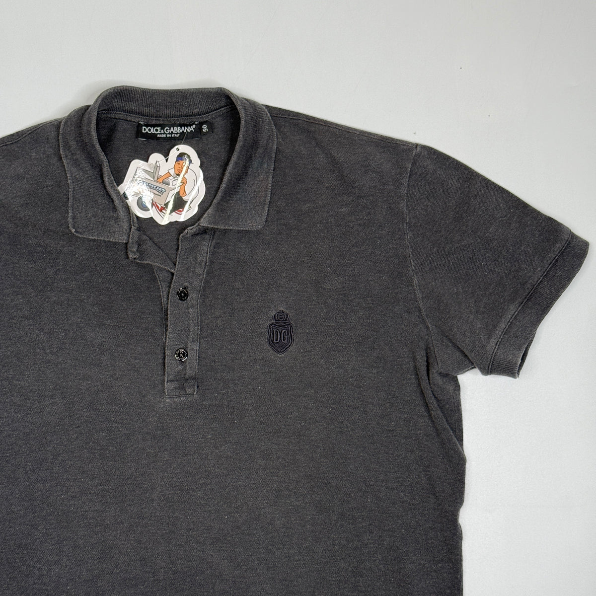 VTG Dolce & Gabbana Faded Washed Polo Shirt S/M Grey