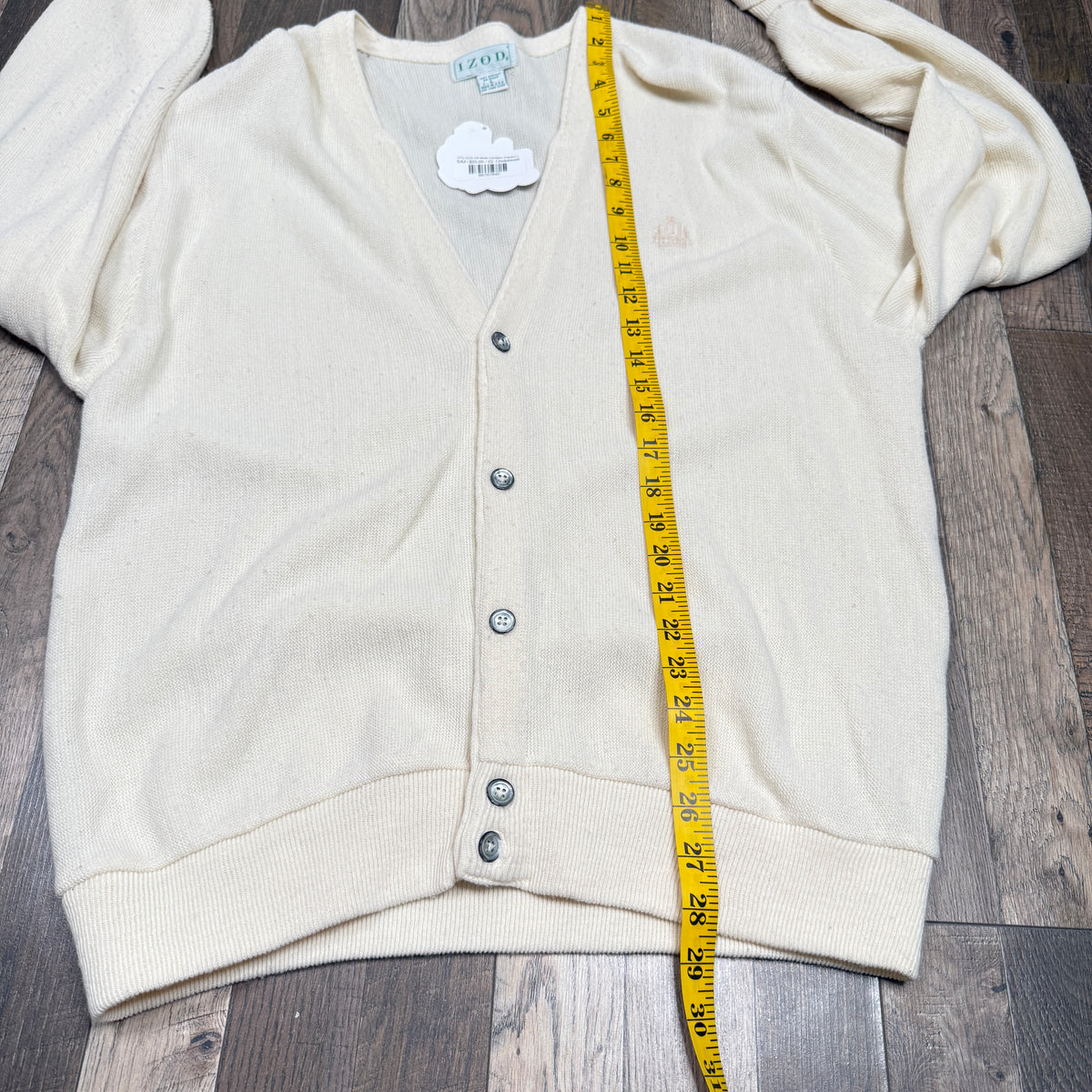 VTG Izod Acrylic Cardigan L Ivory