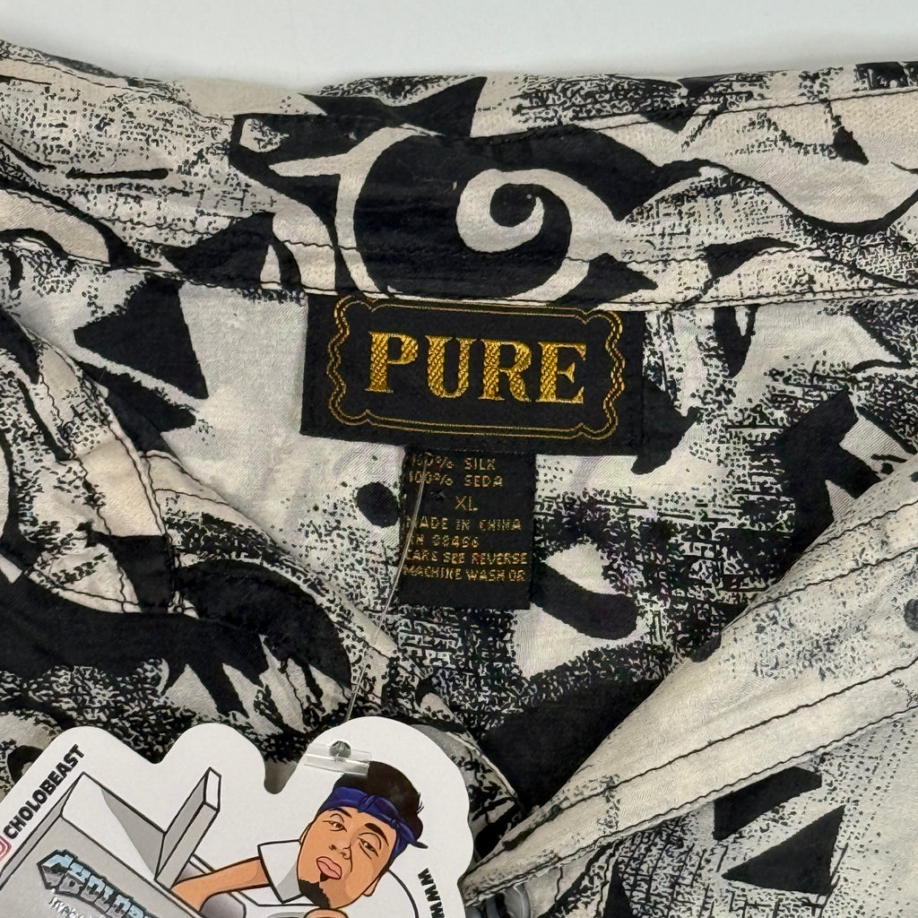 VTG Pure Floral Geometric Silk Button Up XL
