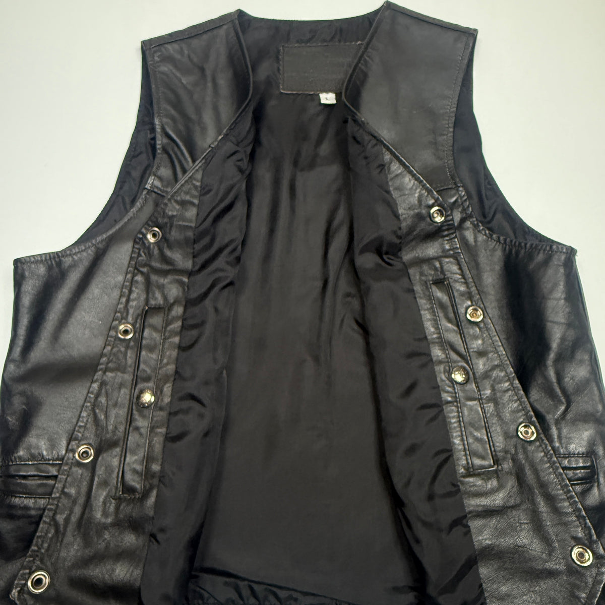 VTG Branded Garments Camel Leather Vest L Black