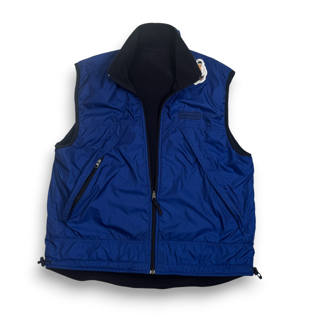 VTG Polo Sport Polartec Fleece Reversible Vest L Blue