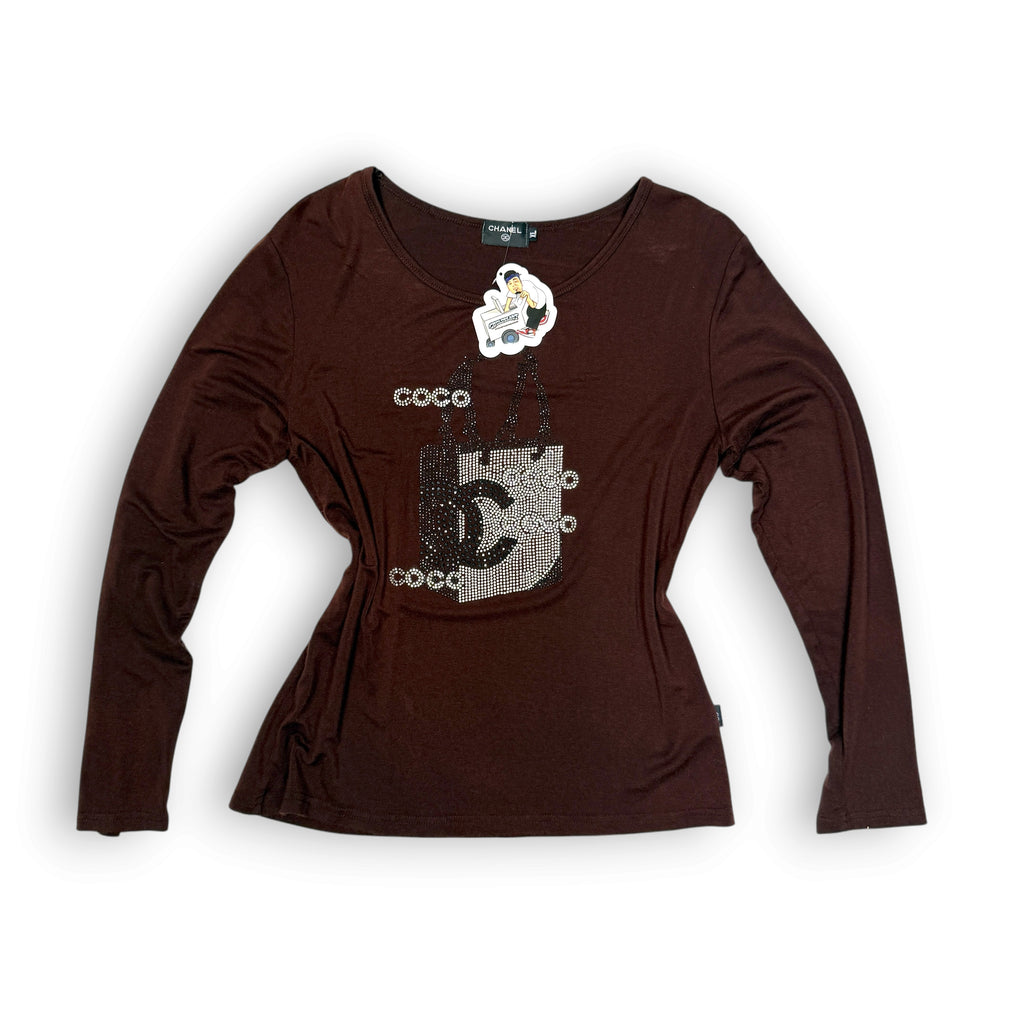 Y2K Coco Bedazzled Double C L/S Top S/M