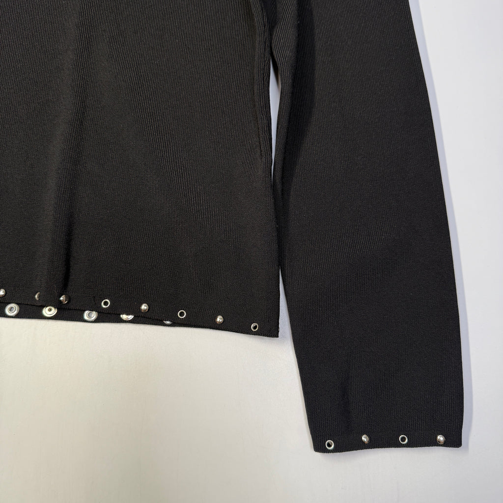 Y2K Carina Grunge Studded L/S Top L Black