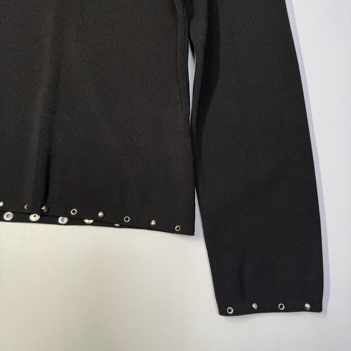 Y2K Carina Grunge Studded L/S Top L Black