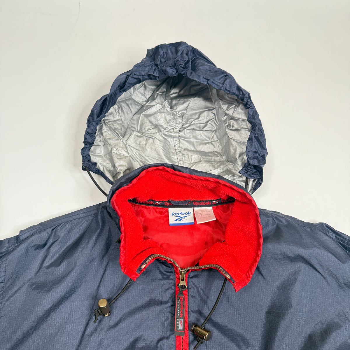 VTG Reebok Athletic Dept Hooded Windbreaker L