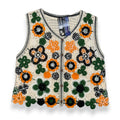 Floral Crochet Button Vest XS