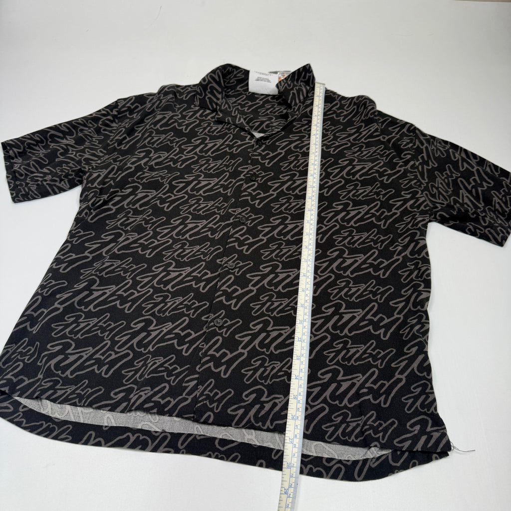 Fubi Forever 21 Script Rayon Button Up M