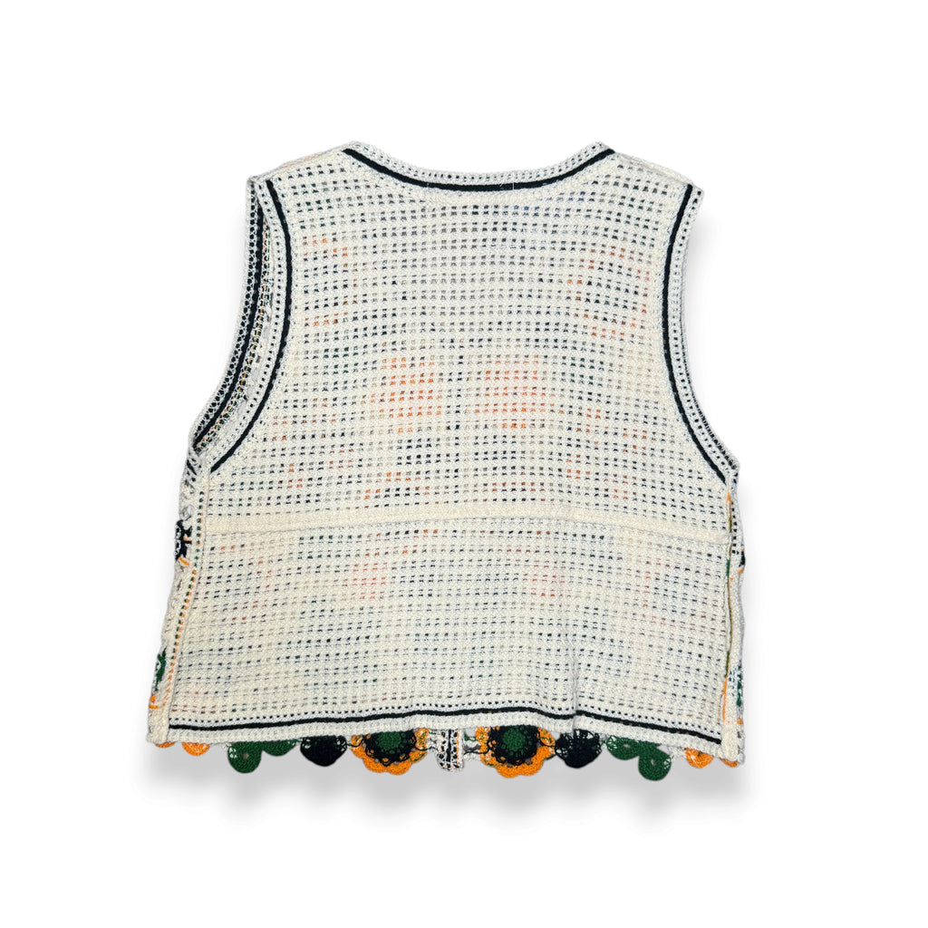Floral Crochet Button Vest XS