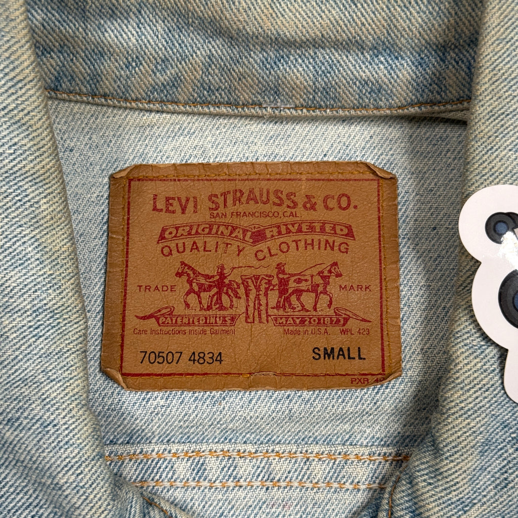 VTG Levis Cut Off Floral Hand Painted Denim Vest S/M