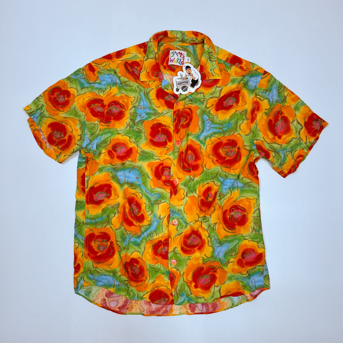VTG Jams World Floral Rose Button Up S