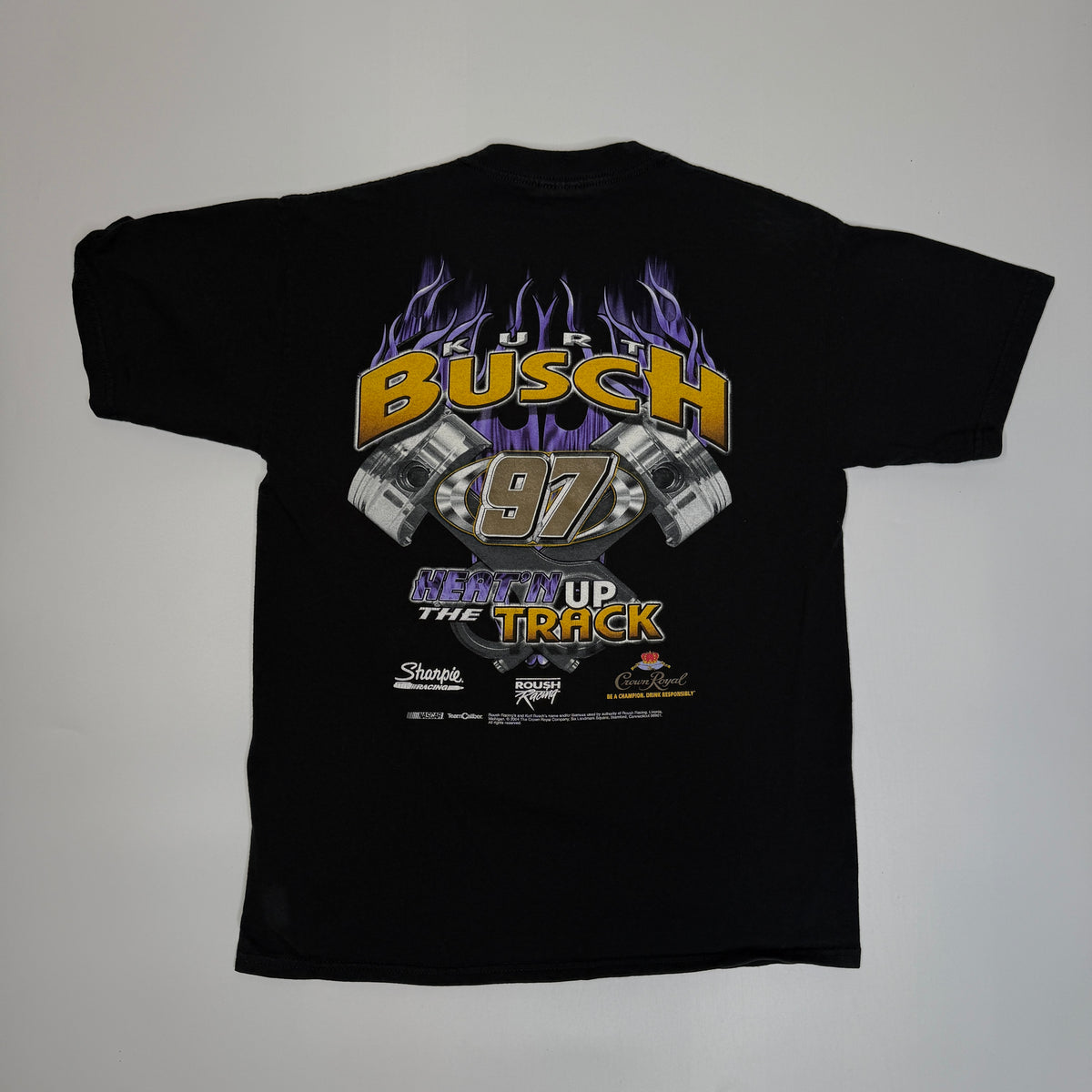 Y2K Kurt Busch Rookie Heat N Up Nascar T Shirt M Black