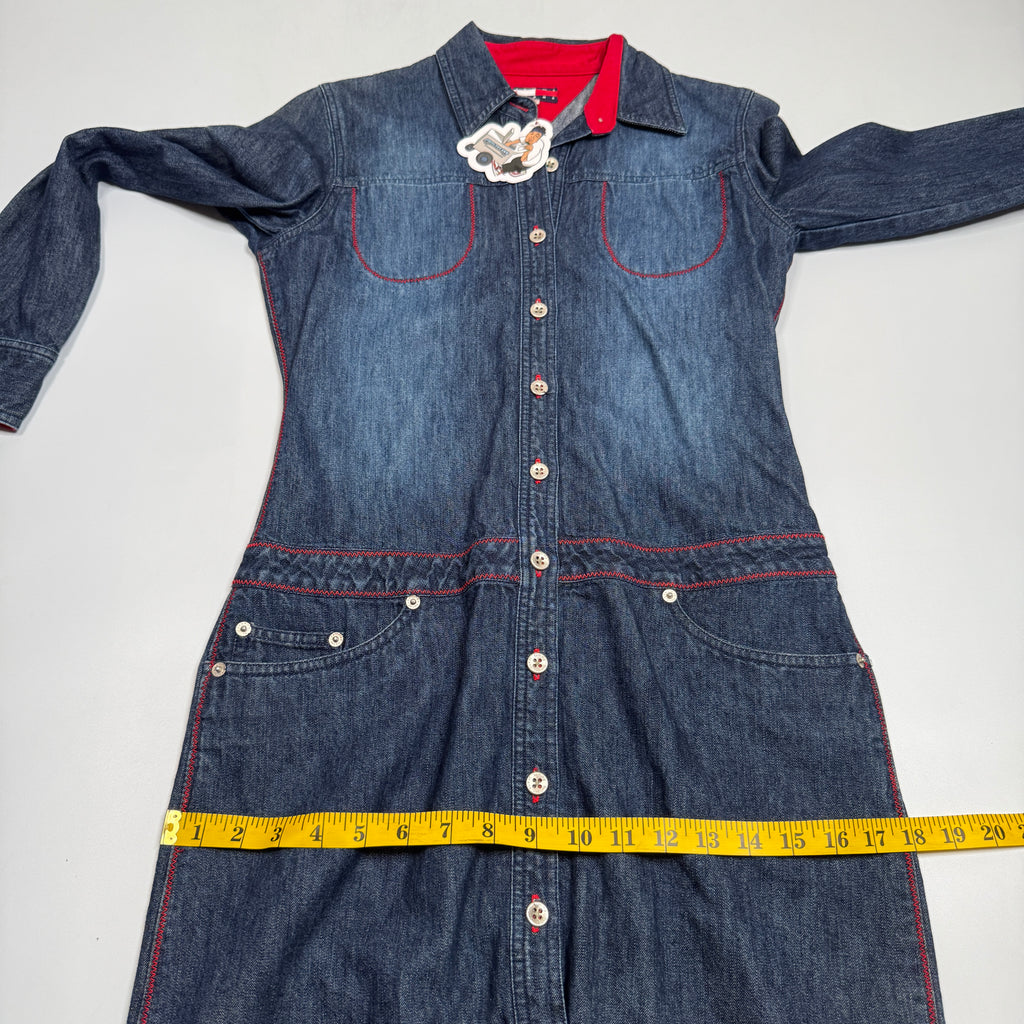 Y2K Tommy Hilfiger Denim Shirt Dress M Blue