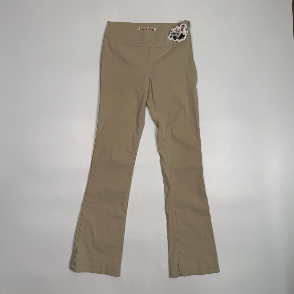 Y2K Guess Jeans Low Rise Side Zip Flare Pants 27" S/M Khaki