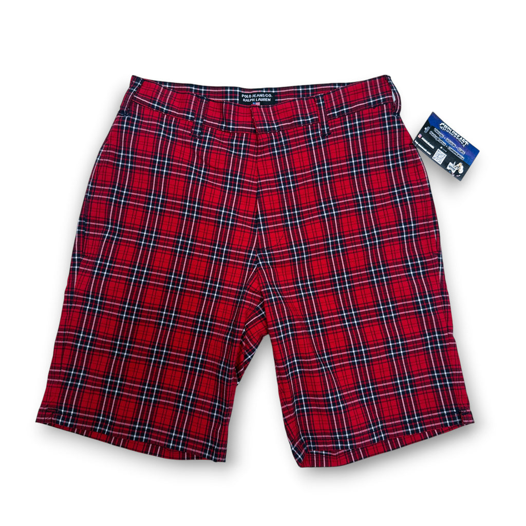 Y2K Polo Ralph Lauren Red Plaid Shorts S/28"