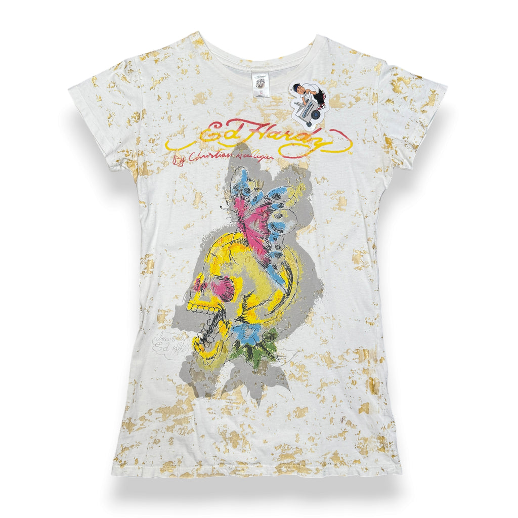 Y2k Ed Hardy Butterfly Skull T Shirt M