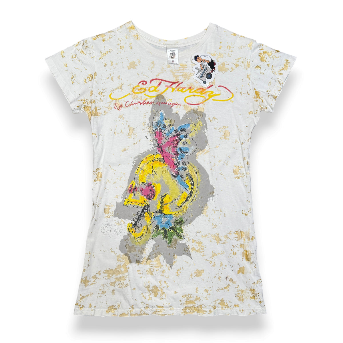 Y2k Ed Hardy Butterfly Skull T Shirt M