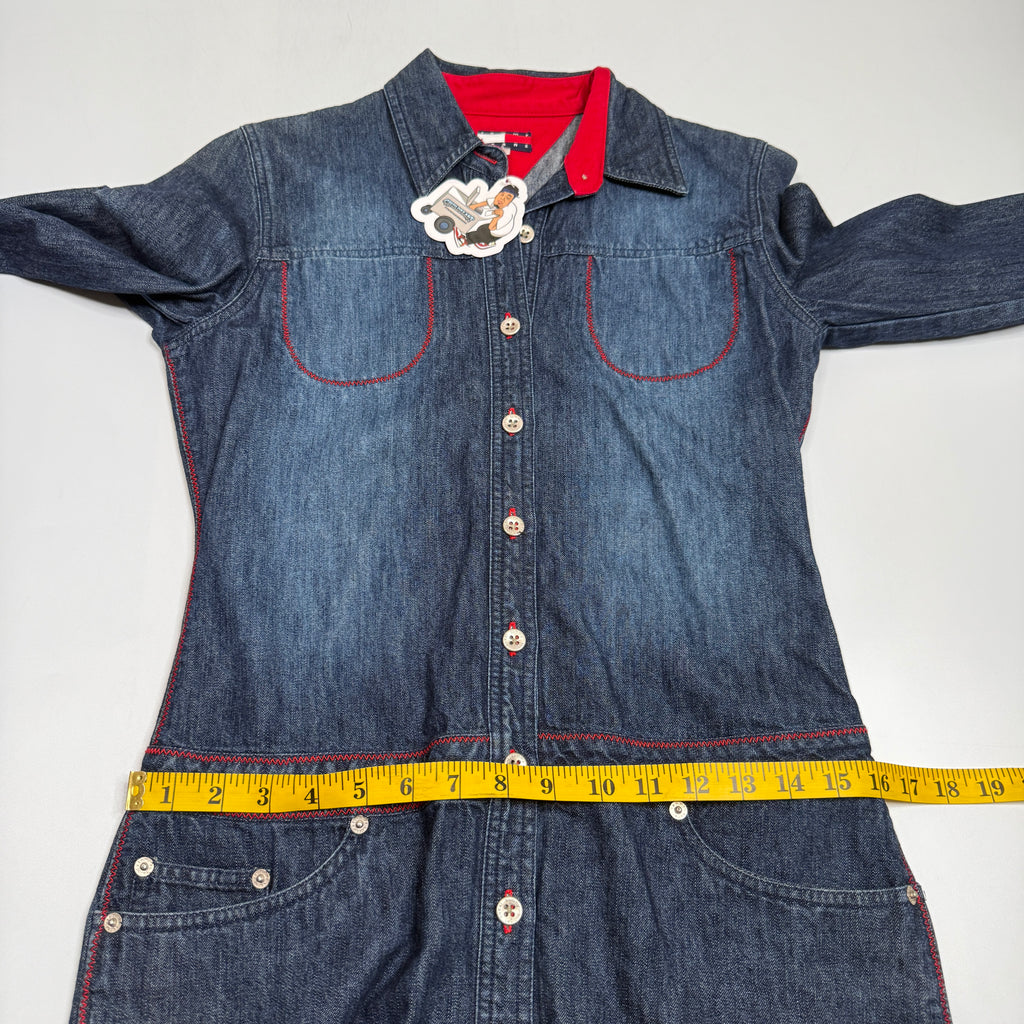 Y2K Tommy Hilfiger Denim Shirt Dress M Blue