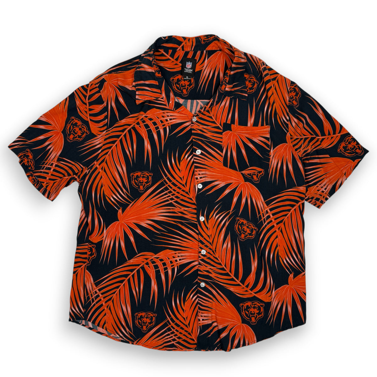 Chicago Bears Tropical Hawaiian Rayon Button Up XL