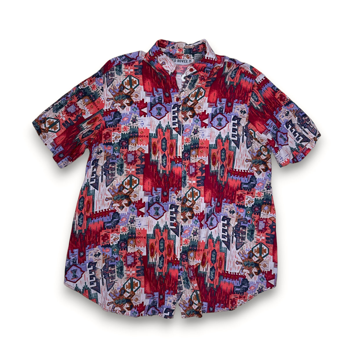VTG Red Rover Native Rayon Button Up L