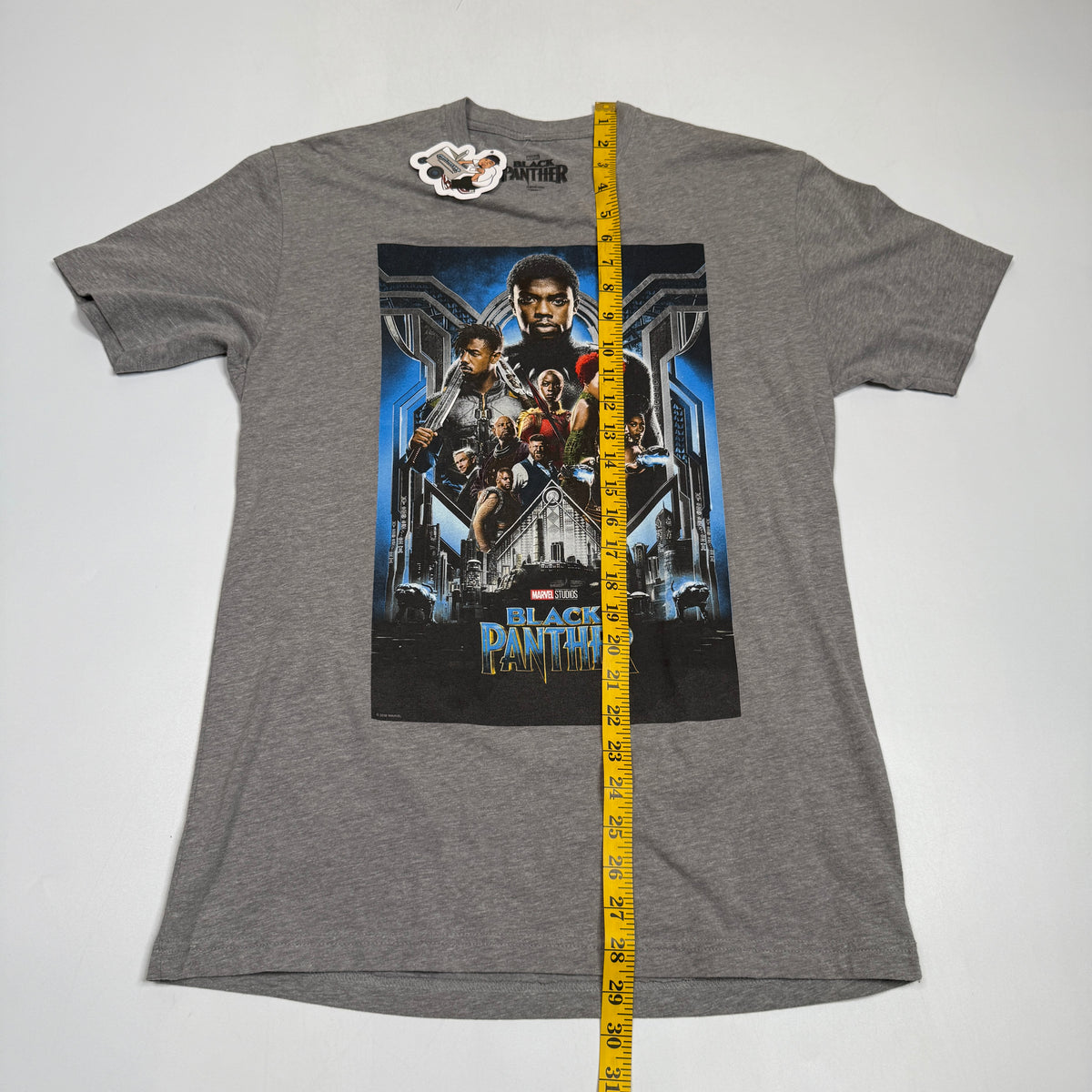 2016 Marvel Black Panther Movie Poster Promo T Shirt M Grey