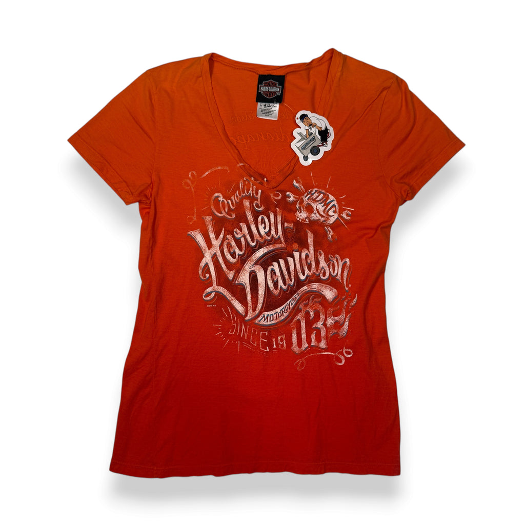 2015 Harley Davidson V Neck T Shirt S Orange