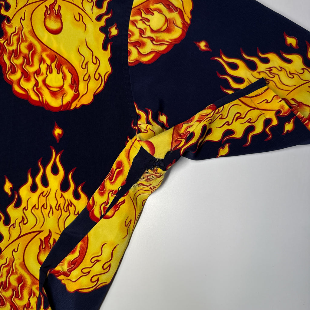 Y2K Jnco Fire Peace Button Up XL