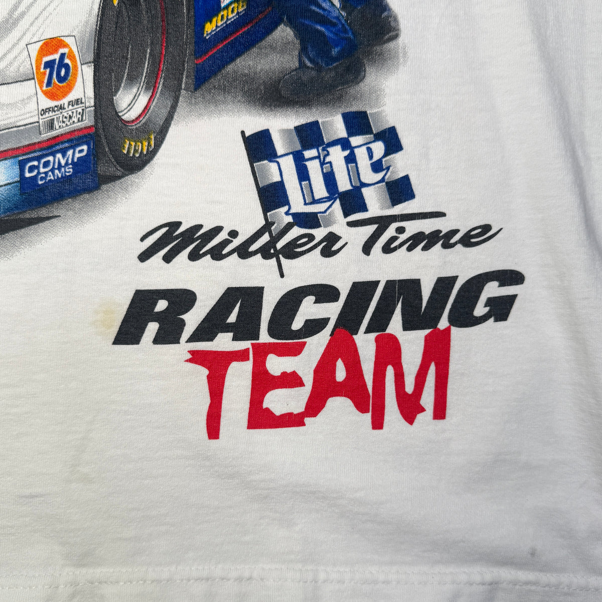 VTG 1999 AOP Rusty Wallace Miller Lite Racing Team T Shirt M (FLAWED)