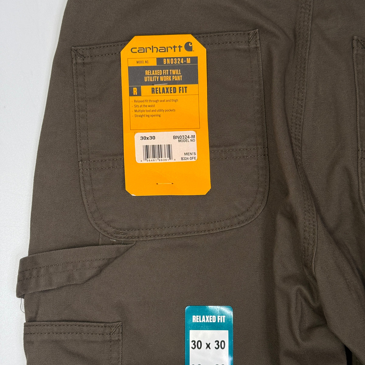 NWT Carhartt Relaxed Fit Utility Straight Twill Pants 30" Dark Coffee