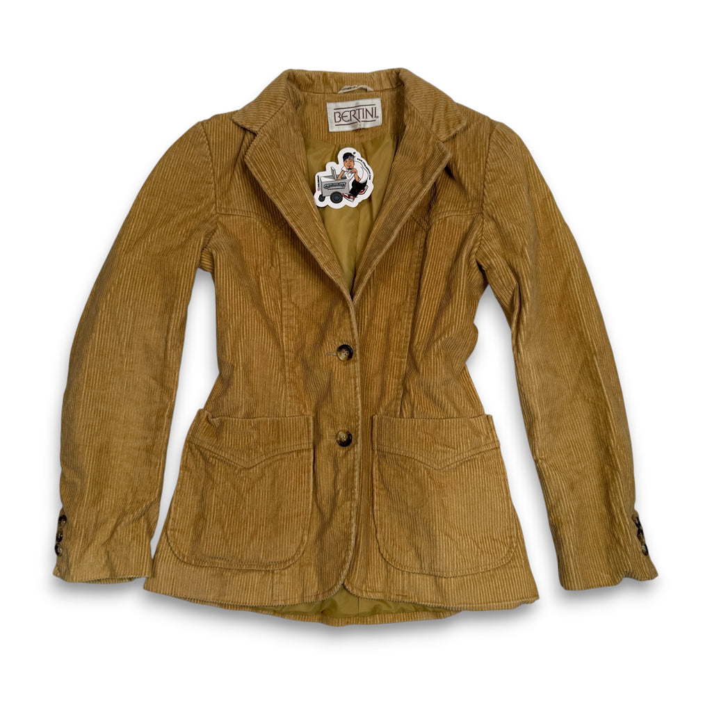 Y2K Bertini Blazer Fitted Corduroy Patch Pocket S Camel