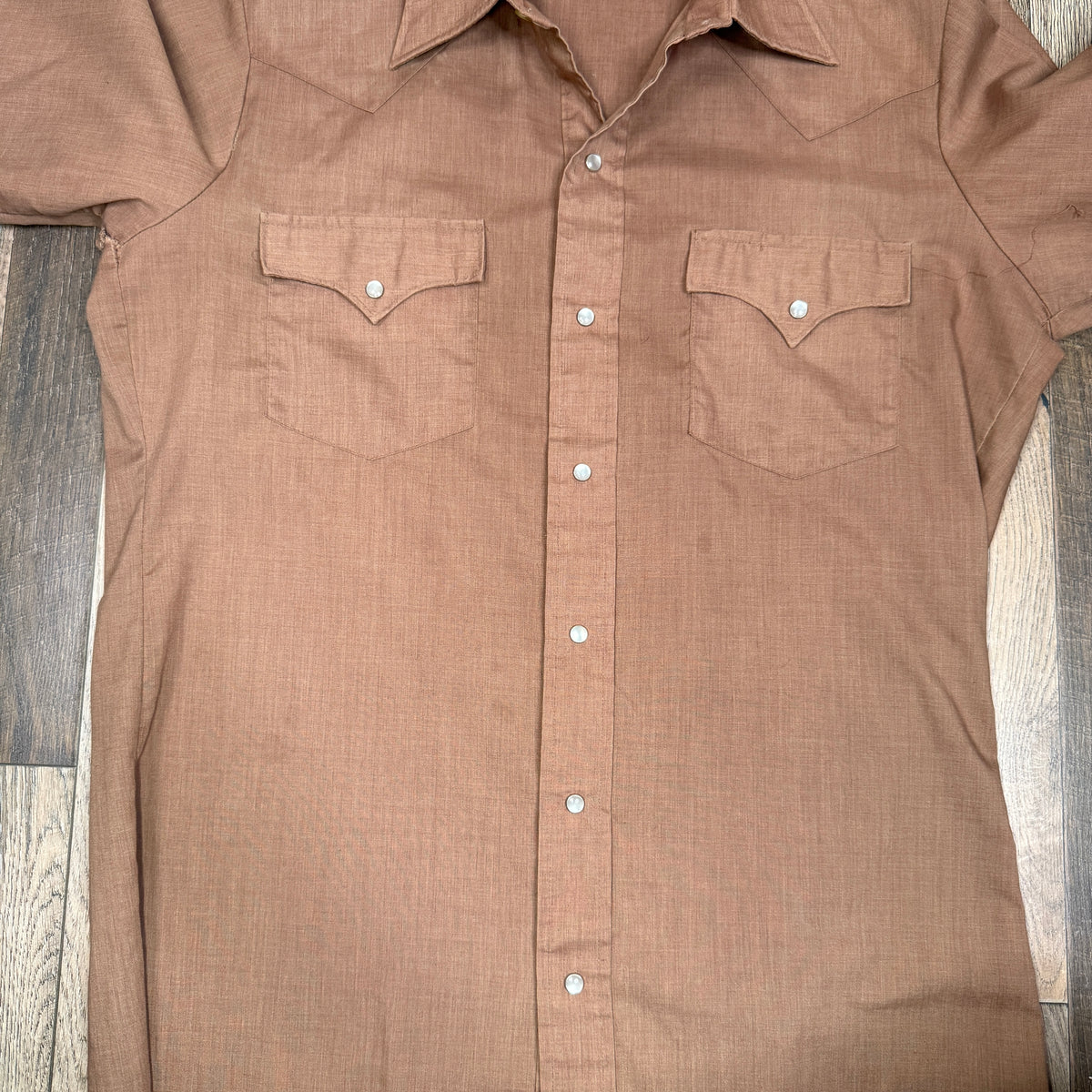 VTG Chute Western Pearl Snap Button Up M Brown
