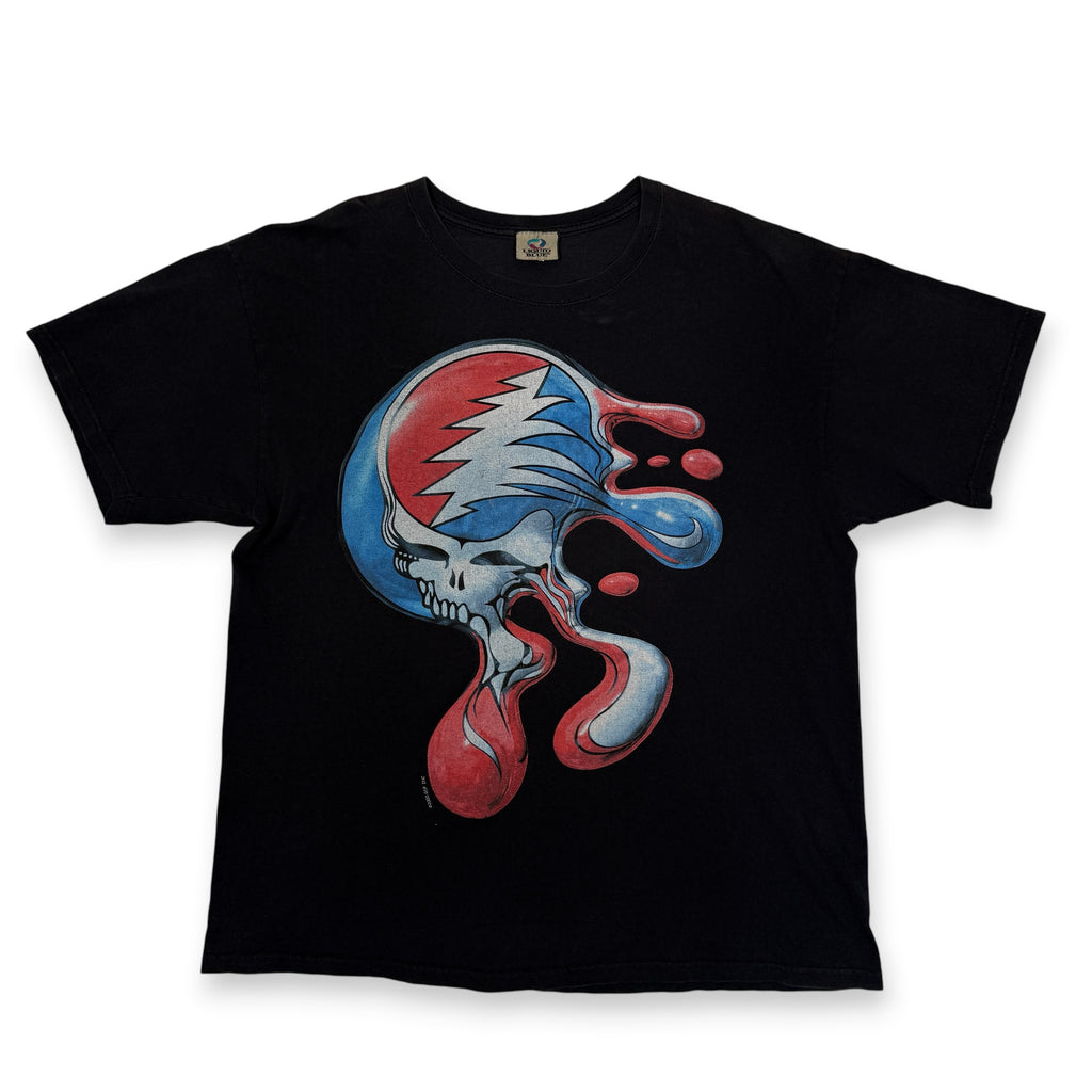 Y2K Liquid Blue Grateful Dead Melt Your Face T Shirt XL Black