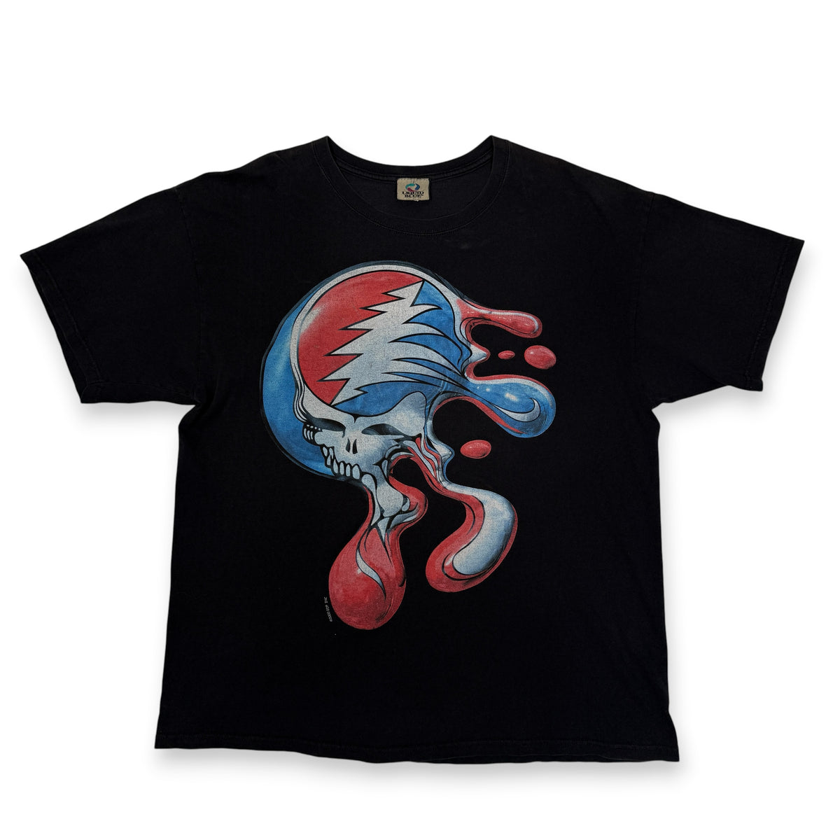 Y2K Liquid Blue Grateful Dead Melt Your Face T Shirt XL Black