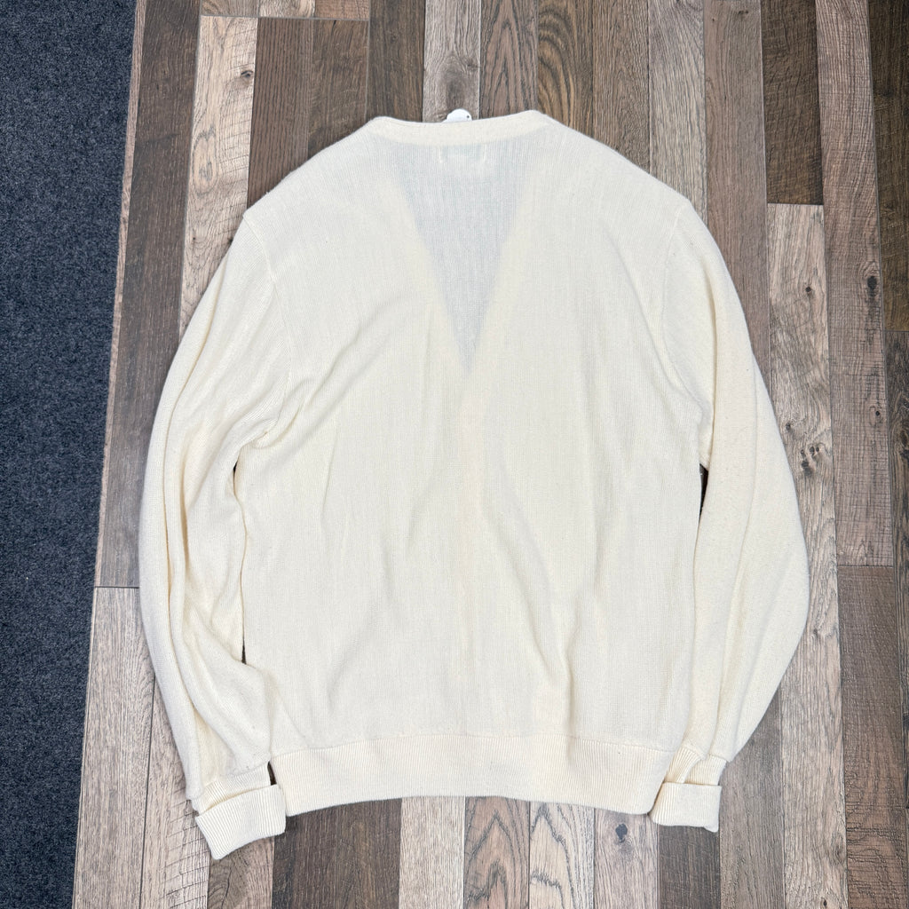VTG Izod Acrylic Cardigan L Ivory