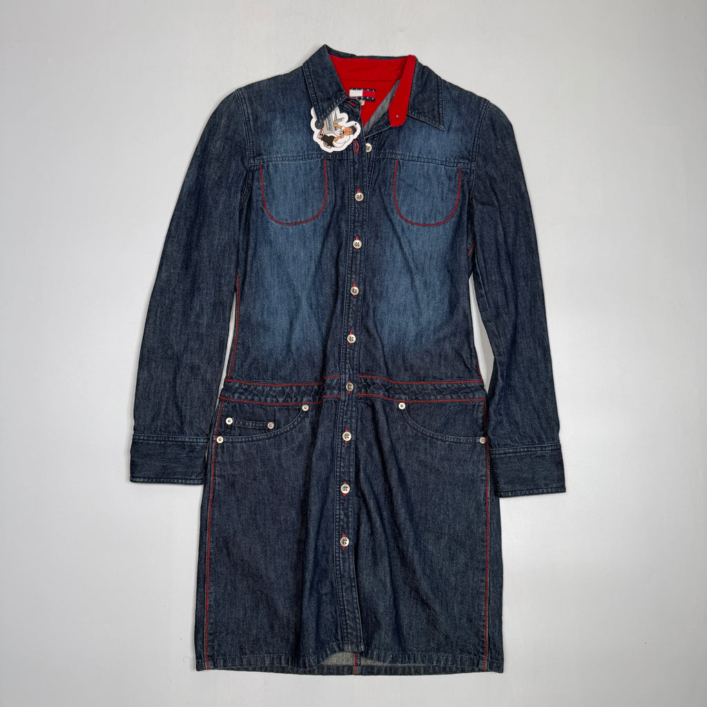 Y2K Tommy Hilfiger Denim Shirt Dress M Blue