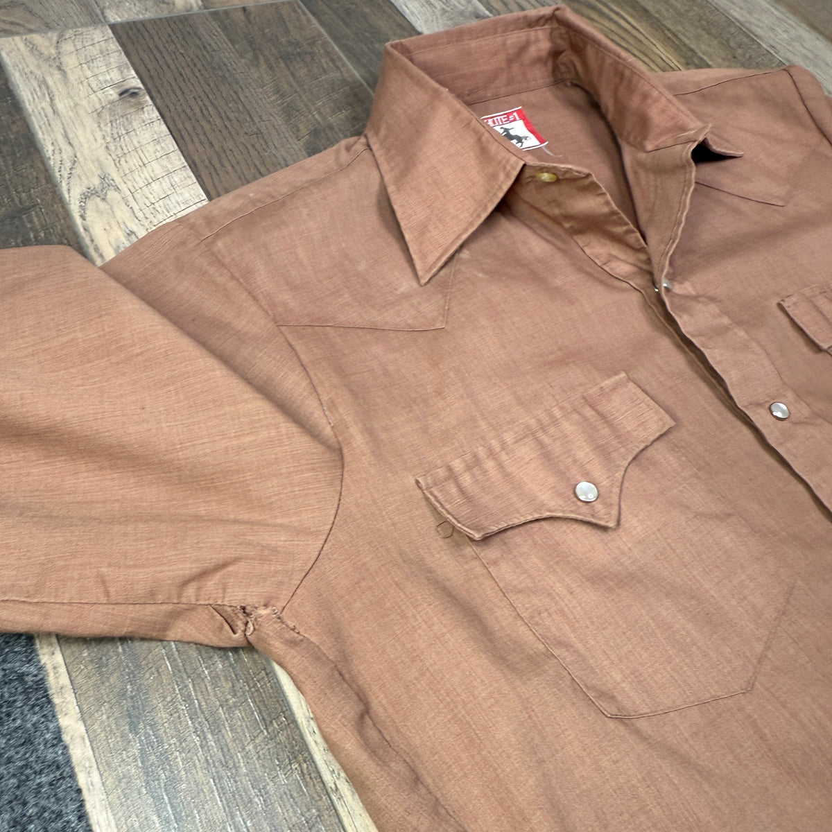 VTG Chute Western Pearl Snap Button Up M Brown