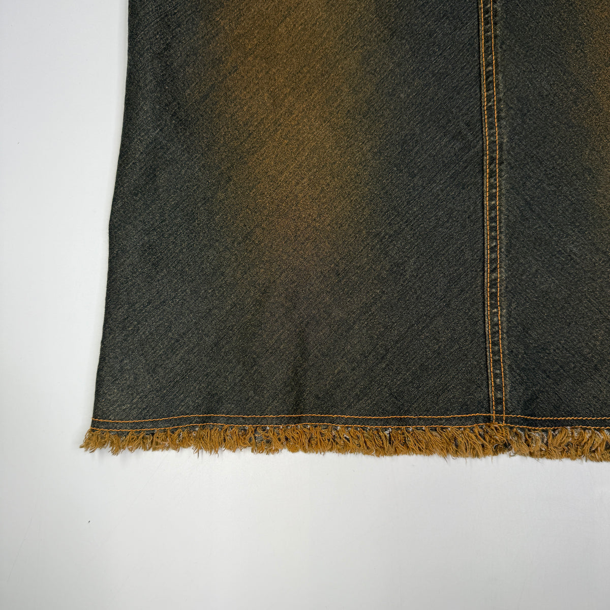 Y2K Be Bop Dark Wash Frayed-Hem Denim Midi Skirt 30" M