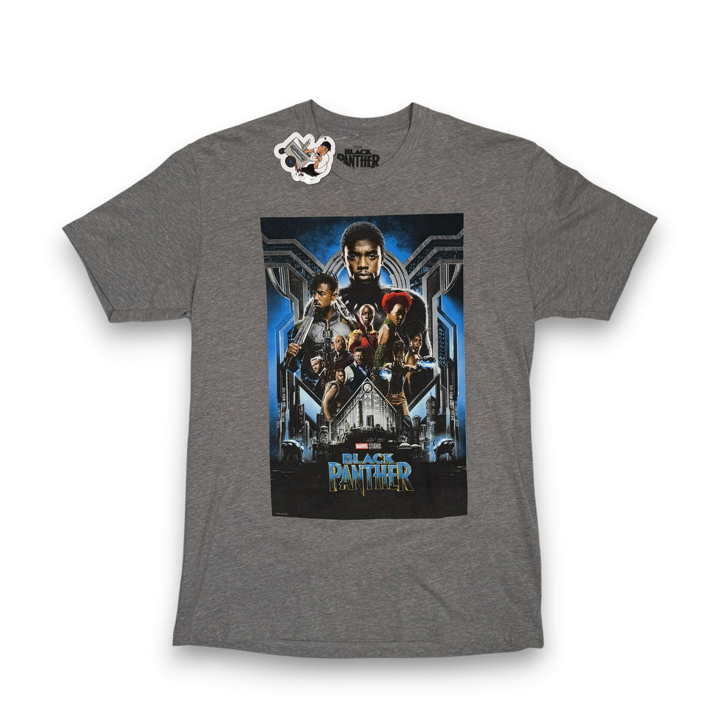 2016 Marvel Black Panther Movie Poster Promo T Shirt M Grey