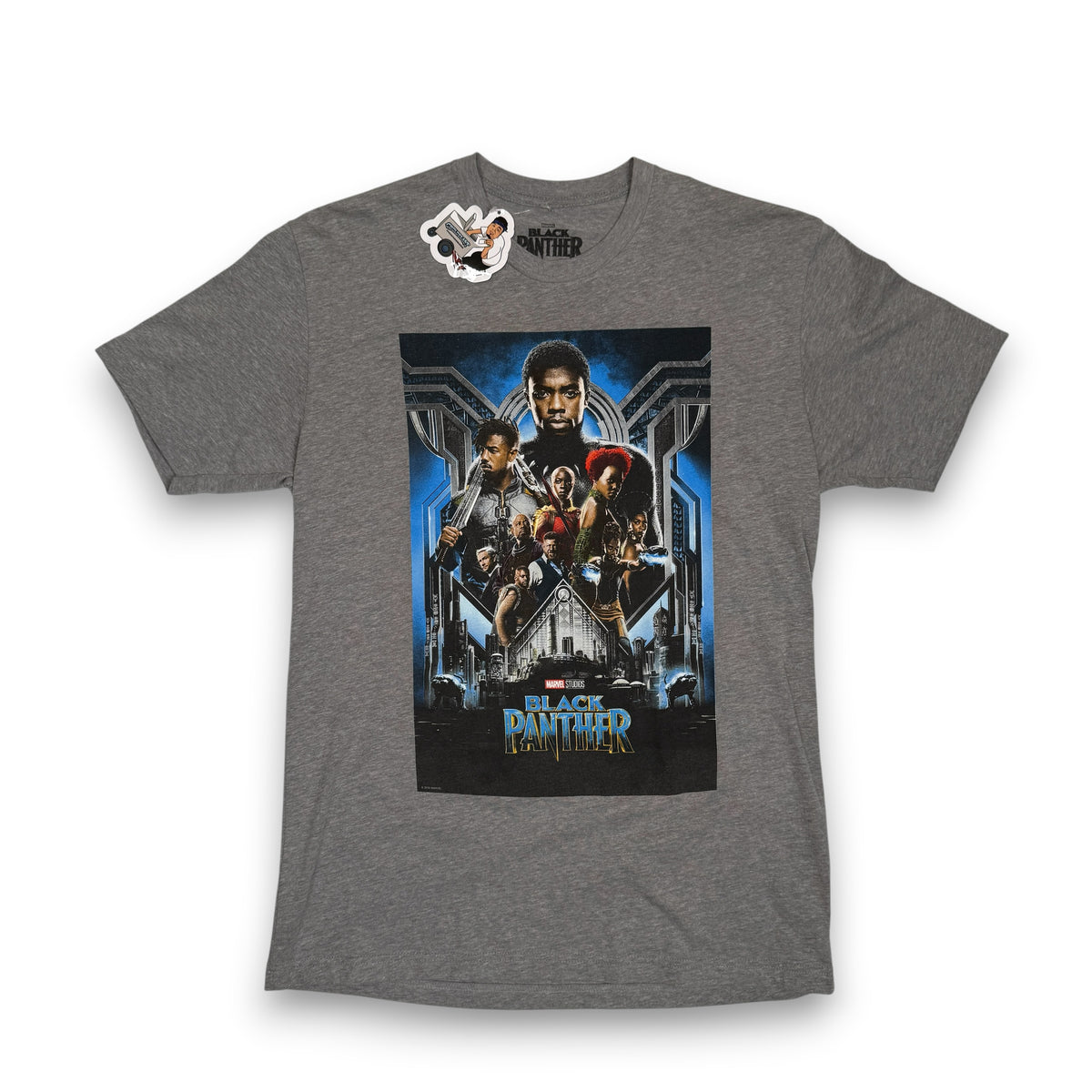 2016 Marvel Black Panther Movie Poster Promo T Shirt M Grey