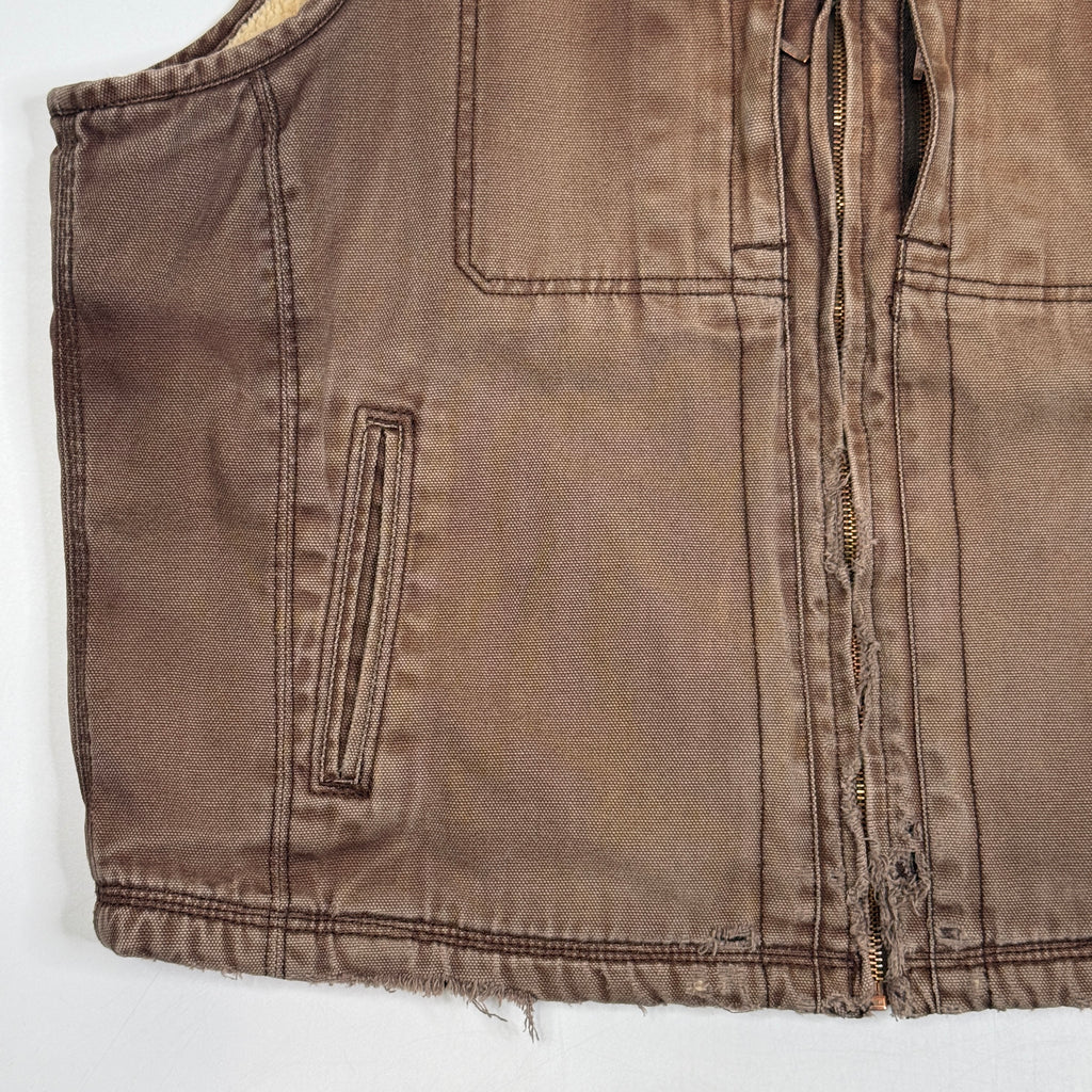 Dickies Distressed Sherpa Lined Vest S Brown