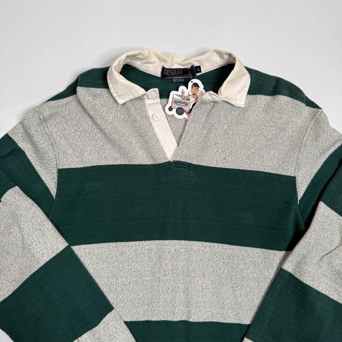 VTG Polo Ralph Lauren Colorblock Striped Rugby Polo L