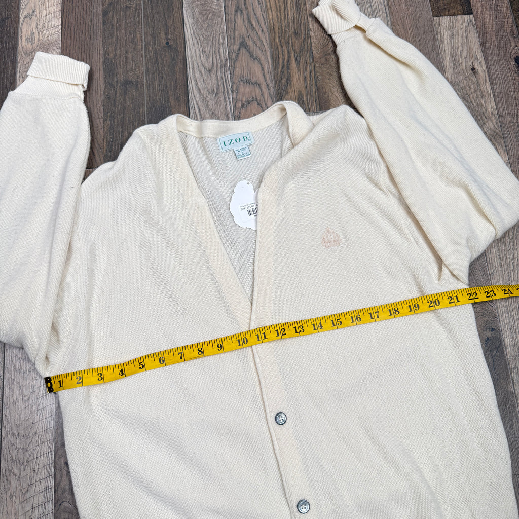 VTG Izod Acrylic Cardigan L Ivory