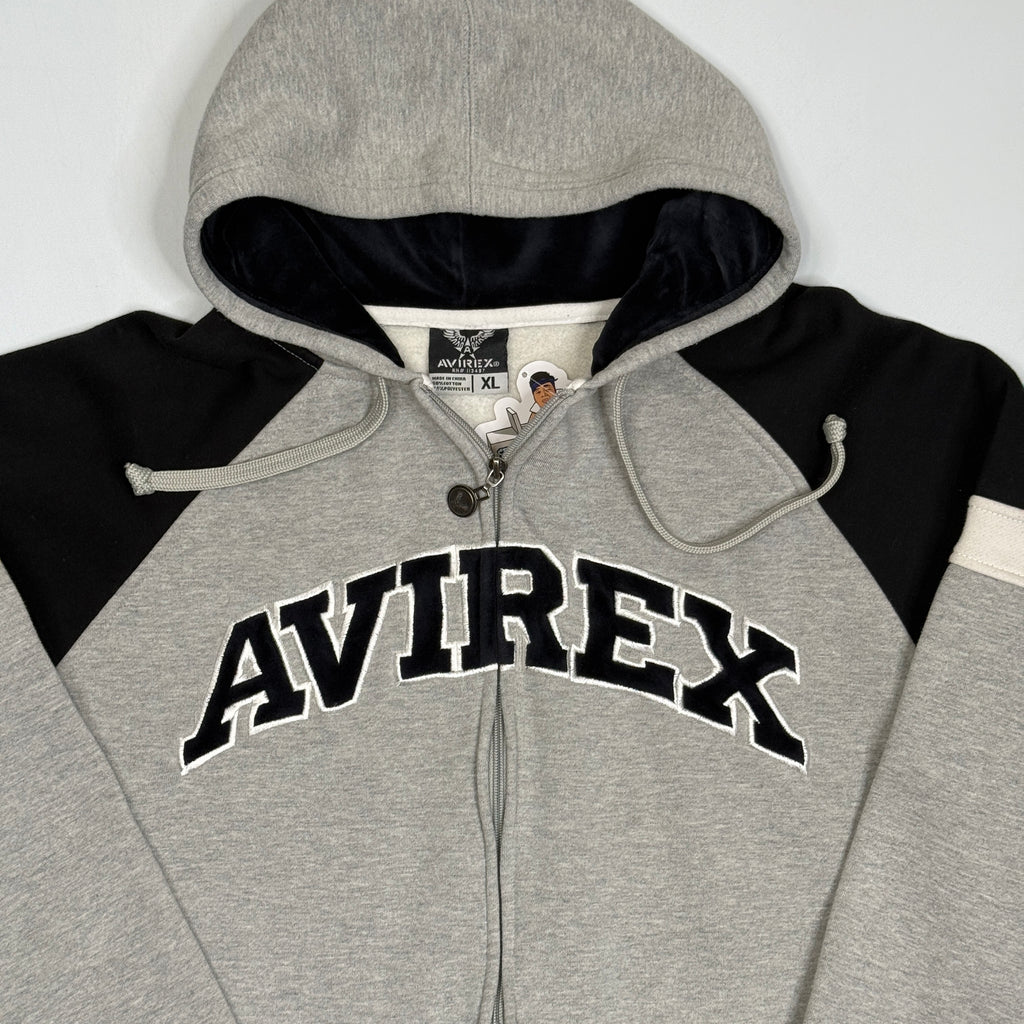 Y2K Avirex Spell Out Zip Up Hoodie XL