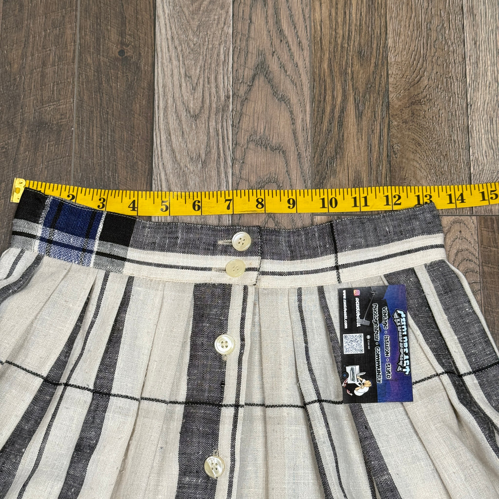 VTG Chaus Skirt Plaid Button Front A Line Skirt 26" S
