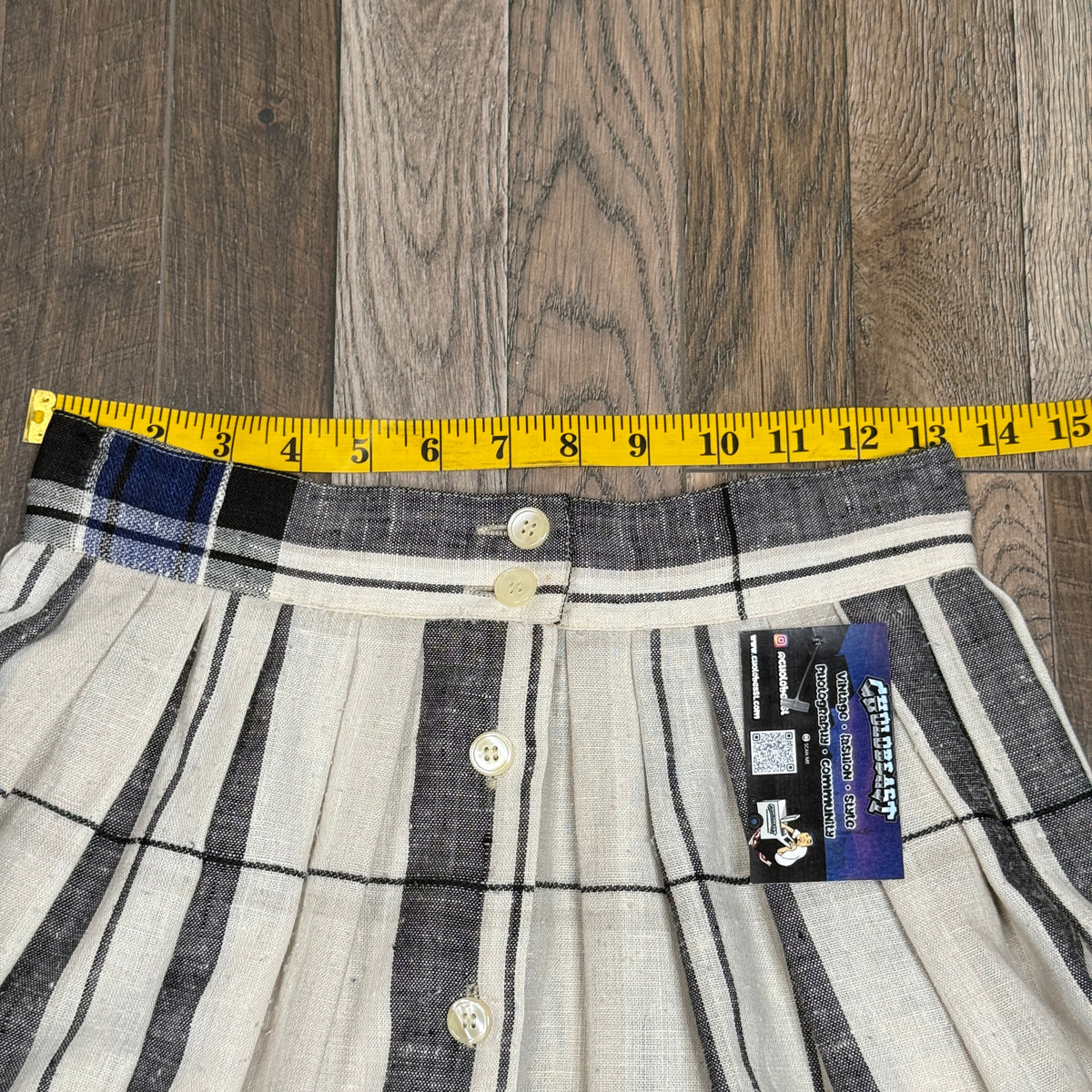 VTG Chaus Skirt Plaid Button Front A Line Skirt 26" S